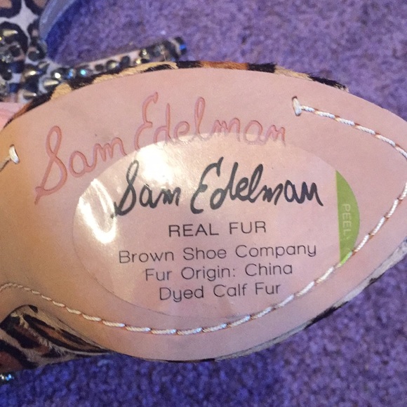 Sam Edelman Lorissa peep toe real fur heel 6 - Picture 8 of 8